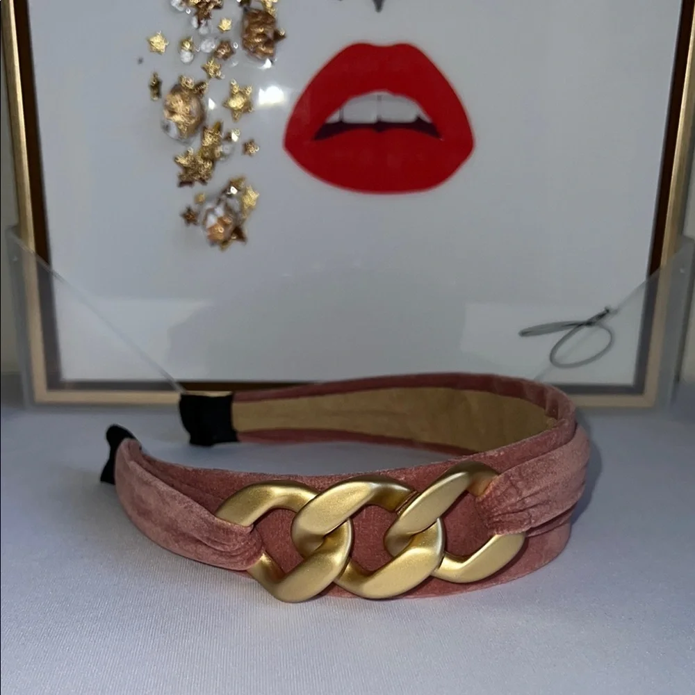 Buyers Choice One Velvet Fashion Headband with Gold Chain